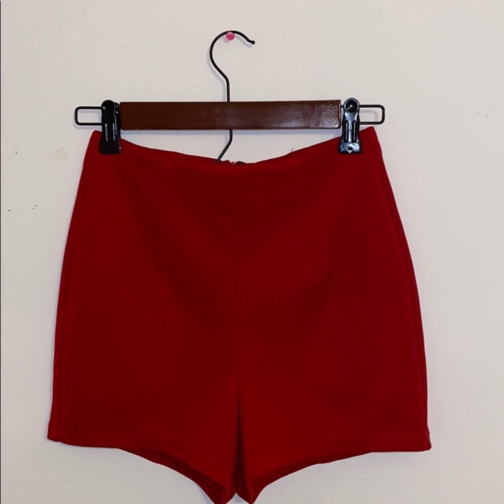 Forever 21 red high-waisted knit shorts